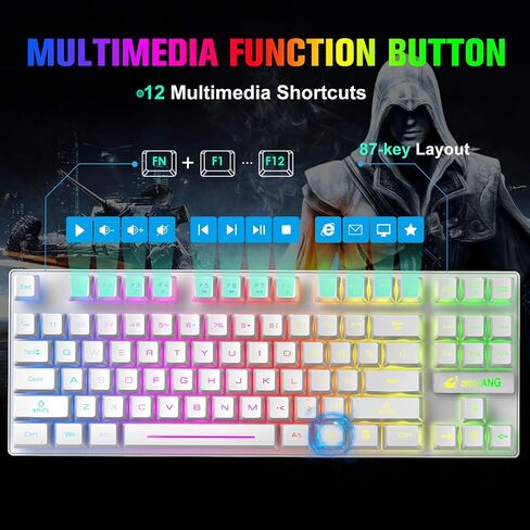 Wireless Membrane Gaming Keyboard and Mouse Set with 87Key Tenkeyless-Black in Kuwait