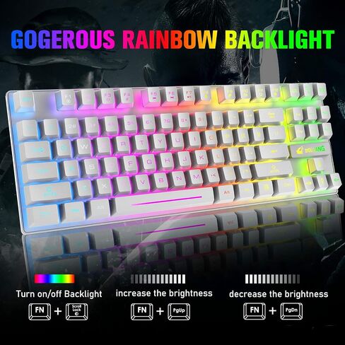Wireless Membrane Gaming Keyboard and Mouse Set with 87Key Tenkeyless-Black in Kuwait