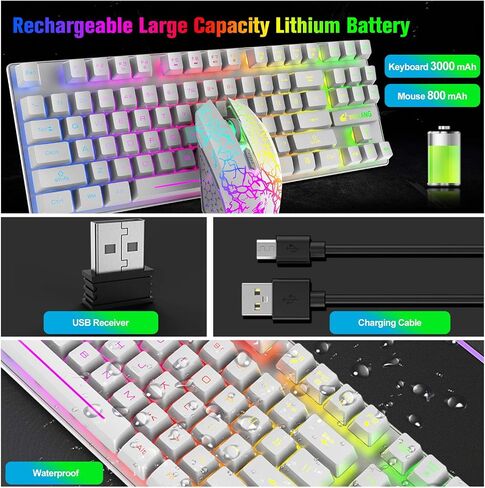 Wireless Membrane Gaming Keyboard and Mouse Set with 87Key Tenkeyless-Black in Kuwait