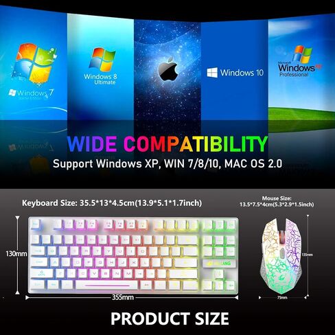 Wireless Membrane Gaming Keyboard and Mouse Set with 87Key Tenkeyless-Black in Kuwait