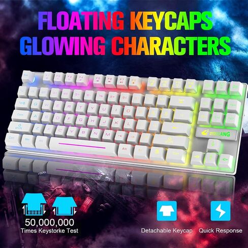Wireless Membrane Gaming Keyboard and Mouse Set with 87Key Tenkeyless-Black in Kuwait