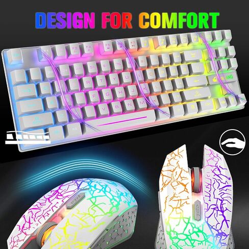 Wireless Membrane Gaming Keyboard and Mouse Set with 87Key Tenkeyless-Black in Kuwait