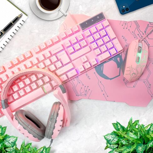 Gaming Keyboard and Mouse and Mouse pad and Gaming Headset, Wired LED RGB Backlight Bundle for PC Gamers and Xbox and PS4 Users - 4 in 1 Edition Hornet RX-250 in Kuwait