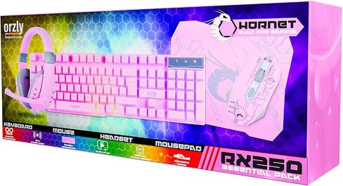 Gaming Keyboard and Mouse and Mouse pad and Gaming Headset, Wired LED RGB Backlight Bundle for PC Gamers and Xbox and PS4 Users - 4 in 1 Edition Hornet RX-250 in Kuwait
