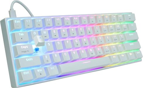 FANTECH Maxfit61 60% Mechanical Keyboard - Hot Swappable Blue Switch, White in Saudi Arabia