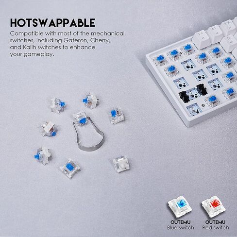 FANTECH Maxfit61 60% Mechanical Keyboard - Hot Swappable Blue Switch, White in Saudi Arabia