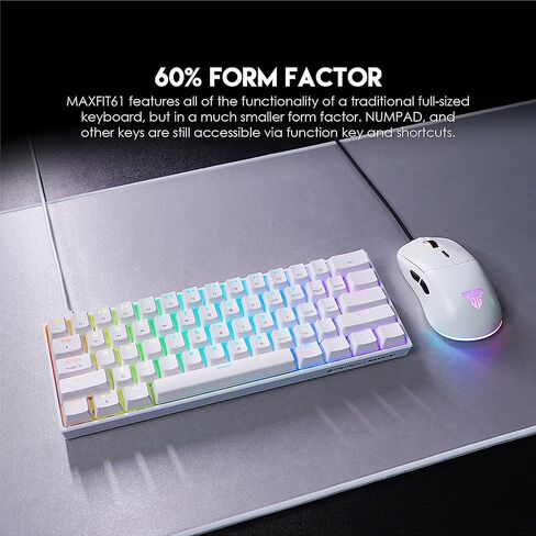 FANTECH Maxfit61 60% Mechanical Keyboard - Hot Swappable Blue Switch, White in Saudi Arabia