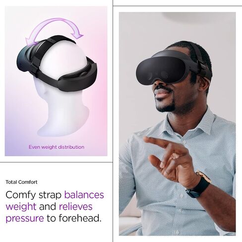 Spigen DR200 Adjustable Head Strap Compatible with Meta Quest Pro VR Gaming Headset Accessories for Comfortable and Lightweight Support - Black in Saudi Arabia
