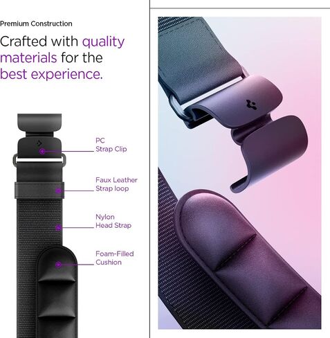 Spigen DR200 Adjustable Head Strap Compatible with Meta Quest Pro VR Gaming Headset Accessories for Comfortable and Lightweight Support - Black in Saudi Arabia