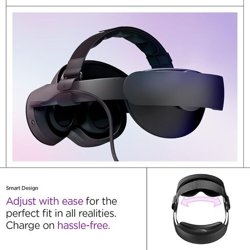 Spigen DR200 Adjustable Head Strap Compatible with Meta Quest Pro VR Gaming Headset Accessories for Comfortable and Lightweight Support - Black in Saudi Arabia