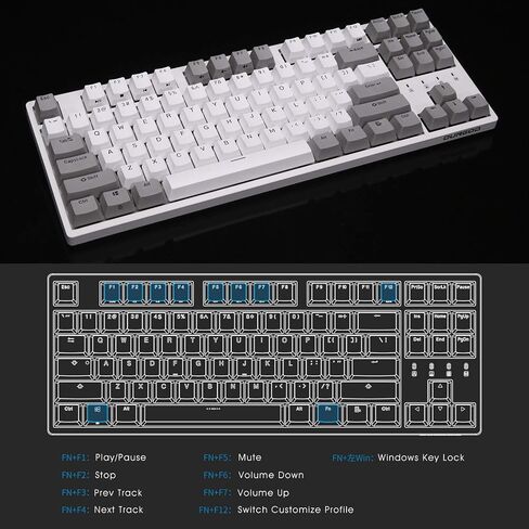 DURGOD Taurus K320 TKL Mechanical Keyboard | 87 Keys Tenkeyless | USB C Wired | Doubleshot PBT Keycaps | Programmable Keys | NKRO Rollover | Windows & Mac (Haze BlueCherry Brown) in Kuwait