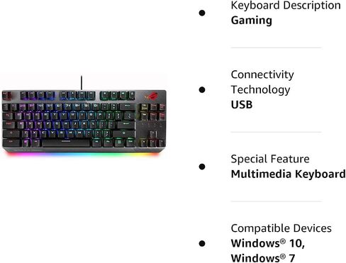 لوحة مفاتيح الألعاب الميكانيكية ASUS ROG Strix Scope TKL Electro Punk، مفاتيح Cherry MX الحمراء، مفتاح Ctrl أوسع 2X للحصول على دقة أكبر في الثانية، لوحة مفاتيح ألعاب للكمبيوتر الشخصي، إضاءة Aura Sync RGB، تبديل سريع، وردي in Kuwait