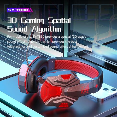 سماعة ألعاب لاسلكية مع ميكروفون، ضوء LED، نوع C قابلة لإعادة الشحن لجهاز PS5 PS4 PC، سماعات بلوتوث مع ميكروفون للكمبيوتر المحمول، التبديل، الهاتف المحمول، إلغاء الضوضاء فوق سماعات الأذن in Saudi Arabia