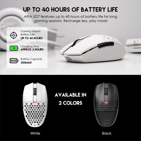 FANTECH Aria XD7 Wireless Gaming Mouse - 59g Lightweight 3395 Sensor, White in Saudi Arabia
