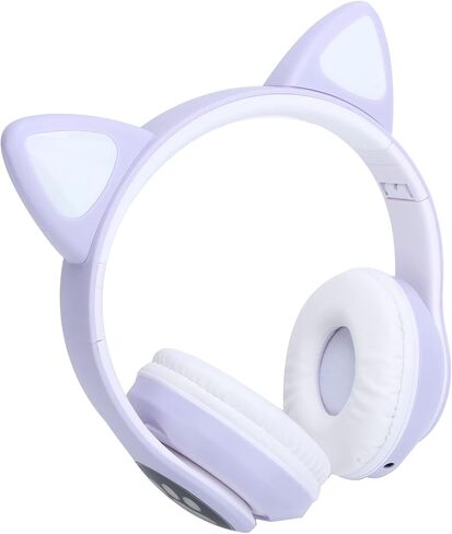 SYH&AQYE Cat Ear Bluetooth5.0 Headphones, LED Stereo Gaming Headset, 7H Battery Life Foldable Wireless Over Ear Headphones for Laptop Switch Games(Pink) in Kuwait