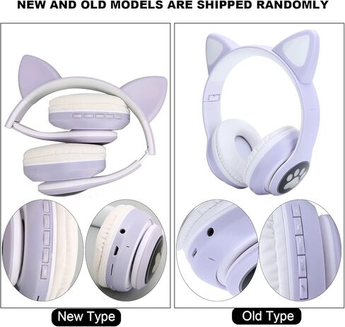 SYH&AQYE Cat Ear Bluetooth5.0 Headphones, LED Stereo Gaming Headset, 7H Battery Life Foldable Wireless Over Ear Headphones for Laptop Switch Games(Pink) in Kuwait