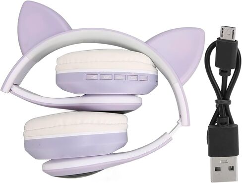 SYH&AQYE Cat Ear Bluetooth5.0 Headphones, LED Stereo Gaming Headset, 7H Battery Life Foldable Wireless Over Ear Headphones for Laptop Switch Games(Pink) in Kuwait