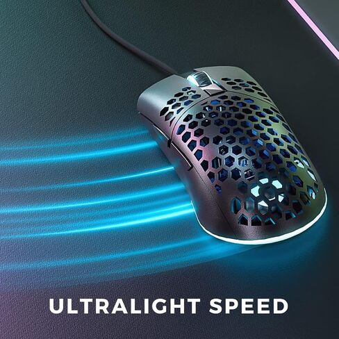 Aspire PRO Ultralight Ergonomic Gaming Mouse, Side Buttons with Honeycomb Shell, 26,000 DPI Sensor with RGB Lighting, Wired Gaming Mouse, Lightweight Mouse Gaming for Windows/PC/Mac/Laptop in Kuwait
