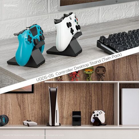 BRAINWAVZ Game Controller Desktop Holder Stand (2 Pack) - Universal Design for Xbox ONE, PS5, PS4, PC, Steelseries, Steam & More, Reduce Clutter UGDS-05 in Saudi Arabia