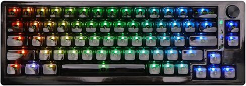 لوحة مفاتيح ألعاب لاسلكية MechLands MC66 65% قابلة للبرمجة RGB 2.4 جيجا هرتز/ بلوتوث/USB-C مع وسادة سيليكون مزدوجة ممتصة للصوت، بطارية 4000 مللي أمبير في الساعة لنظام Win/MAC/iOS (أبيض، مفتاح Budgerigar) in Kuwait