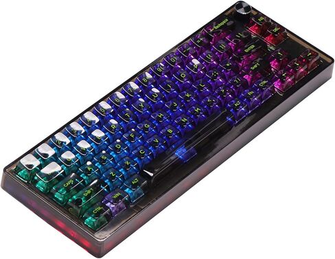 لوحة مفاتيح ألعاب لاسلكية MechLands MC66 65% قابلة للبرمجة RGB 2.4 جيجا هرتز/ بلوتوث/USB-C مع وسادة سيليكون مزدوجة ممتصة للصوت، بطارية 4000 مللي أمبير في الساعة لنظام Win/MAC/iOS (أبيض، مفتاح Budgerigar) in Kuwait