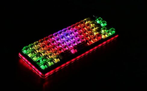لوحة مفاتيح ألعاب لاسلكية MechLands MC66 65% قابلة للبرمجة RGB 2.4 جيجا هرتز/ بلوتوث/USB-C مع وسادة سيليكون مزدوجة ممتصة للصوت، بطارية 4000 مللي أمبير في الساعة لنظام Win/MAC/iOS (أبيض، مفتاح Budgerigar) in Kuwait