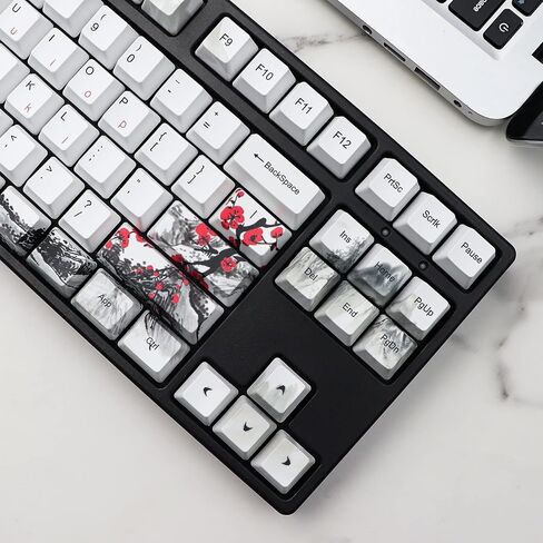 JSJT Plum Blosoom Keycaps أغطية مفاتيح يابانية 80 مفتاحًا أغطية مفاتيح مخصصة PBT Dye Sublimation Cherry Profile Keycaps مناسبة لتخطيط ANSI/ISO 61/64/67/68 Cherry MX Swtich لوحة مفاتيح ميكانيكية للألعاب... in Kuwait