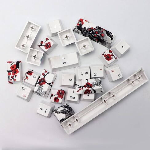 JSJT Plum Blosoom Keycaps أغطية مفاتيح يابانية 80 مفتاحًا أغطية مفاتيح مخصصة PBT Dye Sublimation Cherry Profile Keycaps مناسبة لتخطيط ANSI/ISO 61/64/67/68 Cherry MX Swtich لوحة مفاتيح ميكانيكية للألعاب... in Kuwait