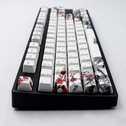 JSJT Plum Blosoom Keycaps أغطية مفاتيح يابانية 80 مفتاحًا أغطية مفاتيح مخصصة PBT Dye Sublimation Cherry Profile Keycaps مناسبة لتخطيط ANSI/ISO 61/64/67/68 Cherry MX Swtich لوحة مفاتيح ميكانيكية للألعاب... in Kuwait