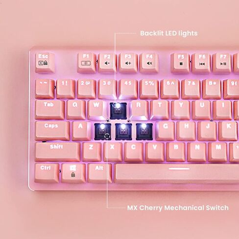 i-rocks K75M Illuminated Mechanical Keyboard, 104 Keys, PBT Keycaps, Backlit LED Light and Shortcut Keys - Programmable Light & Macro Recorder (Cherry MX Red Switch, Black) in Kuwait