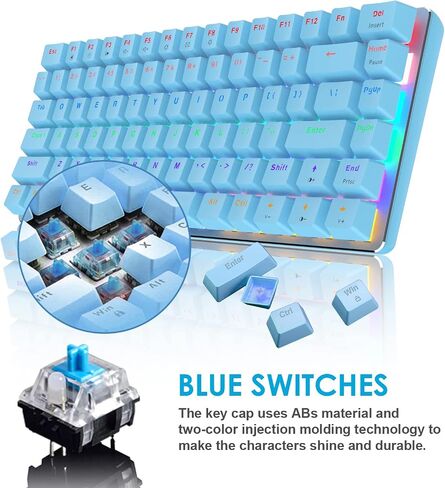 LexonElec RGB LED Backlit Wired Mechanical Gaming Keyboard,AK33 82 Keys Compact Metal Panel Computer Keyboard with 20 Lighting Effect Modes for Windows PC Gamers(RGB Black Switch) in Saudi Arabia