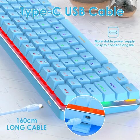 LexonElec RGB LED Backlit Wired Mechanical Gaming Keyboard,AK33 82 Keys Compact Metal Panel Computer Keyboard with 20 Lighting Effect Modes for Windows PC Gamers(RGB Black Switch) in Saudi Arabia