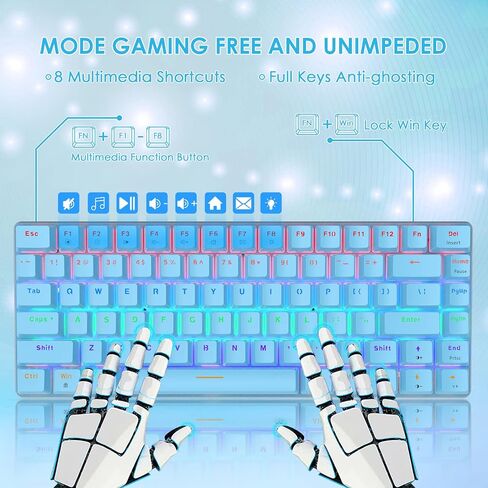 LexonElec RGB LED Backlit Wired Mechanical Gaming Keyboard,AK33 82 Keys Compact Metal Panel Computer Keyboard with 20 Lighting Effect Modes for Windows PC Gamers(RGB Black Switch) in Saudi Arabia