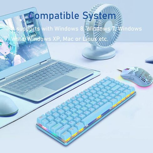 LexonElec RGB LED Backlit Wired Mechanical Gaming Keyboard,AK33 82 Keys Compact Metal Panel Computer Keyboard with 20 Lighting Effect Modes for Windows PC Gamers(RGB Black Switch) in Saudi Arabia