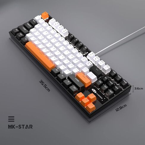 MageGee 75% Mechanical Gaming Keyboard with Brown Switch, LED White Backlit Keyboard, 87 Keys Compact TKL Wired Computer Keyboard for Windows Laptop PC Gamer - Black/White in Saudi Arabia