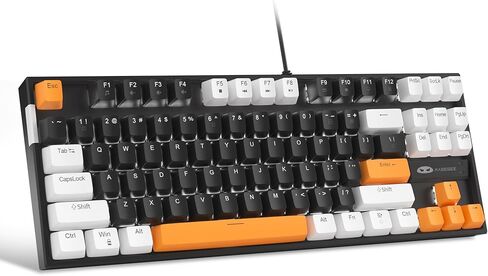 MageGee 75% Mechanical Gaming Keyboard with Brown Switch, LED White Backlit Keyboard, 87 Keys Compact TKL Wired Computer Keyboard for Windows Laptop PC Gamer - Black/White in Saudi Arabia