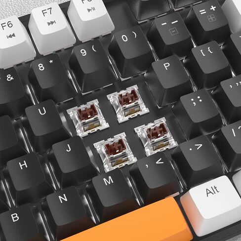 MageGee 75% Mechanical Gaming Keyboard with Brown Switch, LED White Backlit Keyboard, 87 Keys Compact TKL Wired Computer Keyboard for Windows Laptop PC Gamer - Black/White in Saudi Arabia