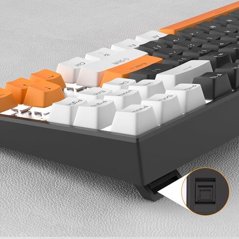 MageGee 75% Mechanical Gaming Keyboard with Brown Switch, LED White Backlit Keyboard, 87 Keys Compact TKL Wired Computer Keyboard for Windows Laptop PC Gamer - Black/White in Saudi Arabia