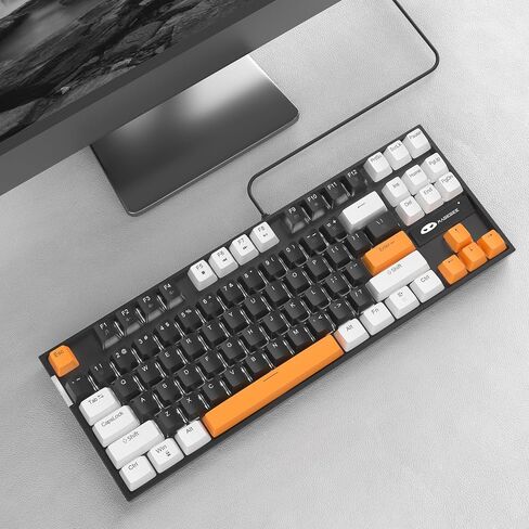 MageGee 75% Mechanical Gaming Keyboard with Brown Switch, LED White Backlit Keyboard, 87 Keys Compact TKL Wired Computer Keyboard for Windows Laptop PC Gamer - Black/White in Saudi Arabia