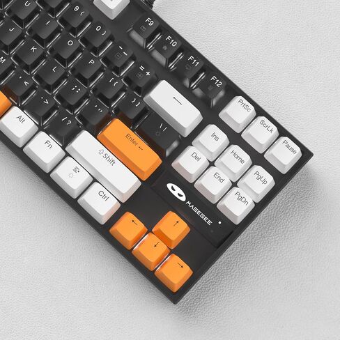 MageGee 75% Mechanical Gaming Keyboard with Brown Switch, LED White Backlit Keyboard, 87 Keys Compact TKL Wired Computer Keyboard for Windows Laptop PC Gamer - Black/White in Saudi Arabia