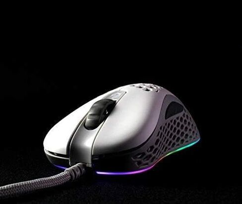 Gwolves Skoll Mini SK-S Black 50g Ultralight Weight Honeycomb Design Ergonomic Gaming Mouse with 3389 Sensor - PTFE Skates - 16,000DPI - Detachable Cable (Black) (Small) in Kuwait