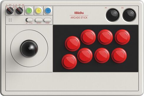 8BitDo Retro Arcade Fight Stick 8 Way Joystick with 2 Dedicated Macro Buttons and Turbo Function for Switch and PC Windows, Support Wireless Bluetooth, 2.4G Receiver and Wired USB-C Cable Connection in Saudi Arabia