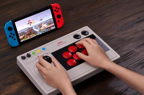 8BitDo Retro Arcade Fight Stick 8 Way Joystick with 2 Dedicated Macro Buttons and Turbo Function for Switch and PC Windows, Support Wireless Bluetooth, 2.4G Receiver and Wired USB-C Cable Connection in Saudi Arabia