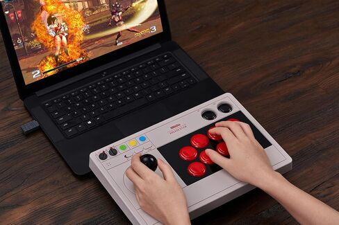 8BitDo Retro Arcade Fight Stick 8 Way Joystick with 2 Dedicated Macro Buttons and Turbo Function for Switch and PC Windows, Support Wireless Bluetooth, 2.4G Receiver and Wired USB-C Cable Connection in Saudi Arabia