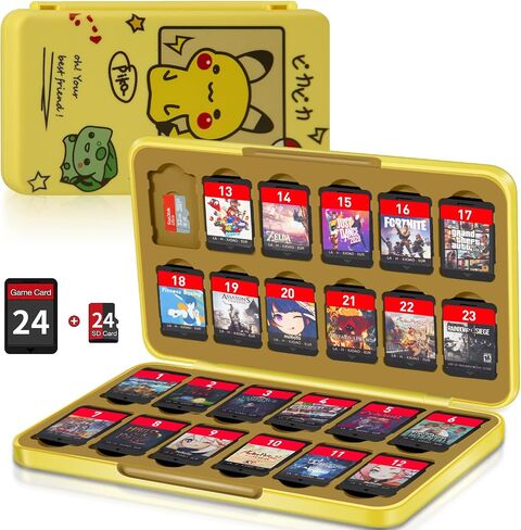 Switch Game Case Holder with 24 Cartridge Slots and 24 Micro SD Card Storage, Slim Portable Game Organizer Traveler Gift Accessories with Magnetic Closure, Protective Hard Shell and Soft Lining in Saudi Arabia