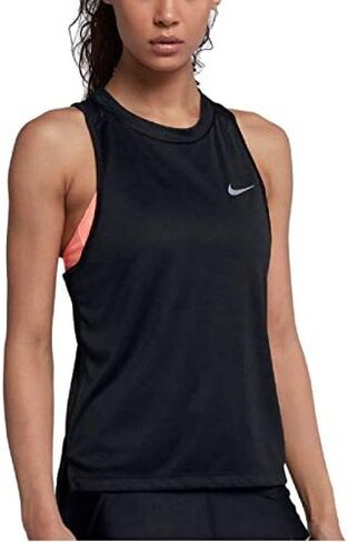Nike Womens Dry Miler Running Tank Top Black/Reflective Silver AT4210-010 in Saudi Arabia