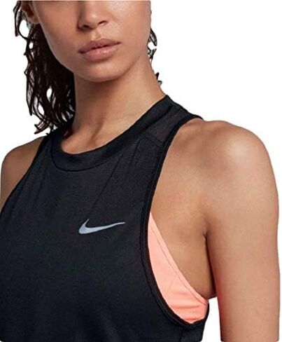 Nike Womens Dry Miler Running Tank Top Black/Reflective Silver AT4210-010 in Saudi Arabia