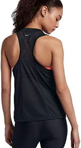 Nike Womens Dry Miler Running Tank Top Black/Reflective Silver AT4210-010 in Saudi Arabia