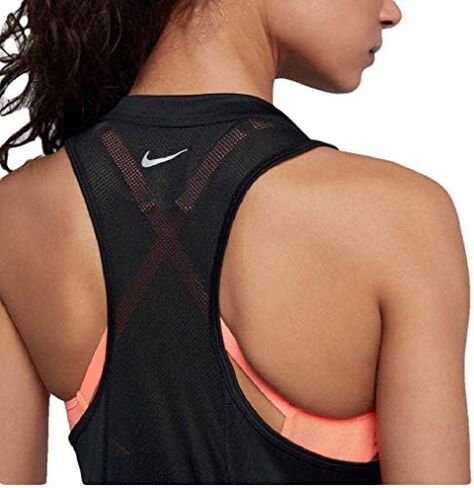 Nike Womens Dry Miler Running Tank Top Black/Reflective Silver AT4210-010 in Saudi Arabia