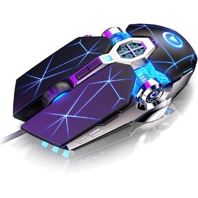 EastyGold Gaming Mouse سلكية لعبة الفئران USB ماوس بصري صامت 3200DPI RGB ملون بإضاءة خلفية متدرجة 7 أزرار لسطح المكتب والكمبيوتر المحمول وألعاب الكمبيوتر الشخصي Windows Mac in Saudi Arabia
